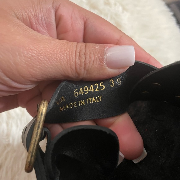 Saint Laurent Jam Calfskin Double-Buckle Slingback Sandals - Picture 6 of 6